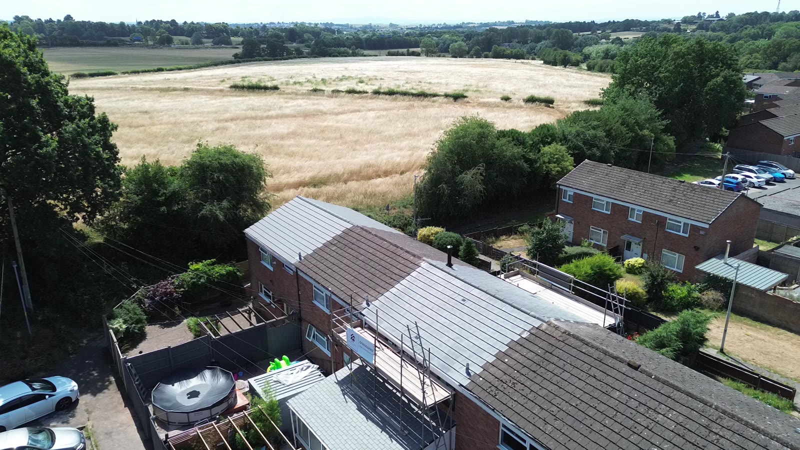Completed tiled roofs viewed from above